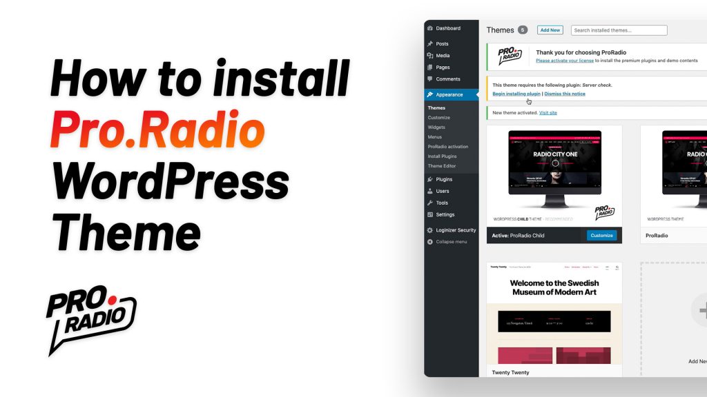 how to install the pro.radio wordpress theme