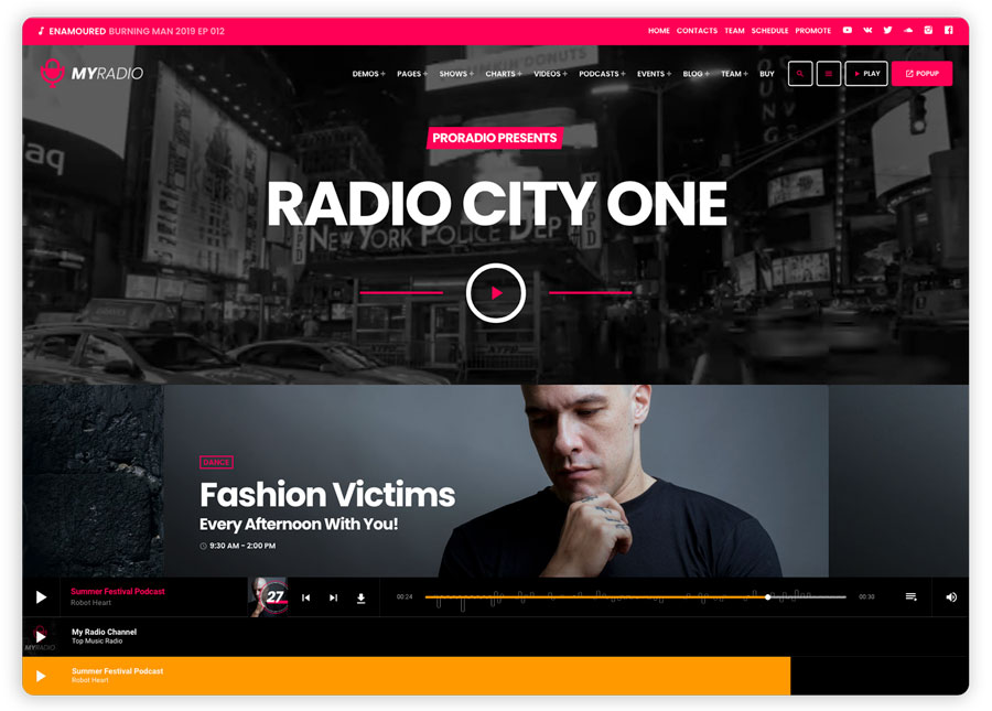 Radio player wordpress demo