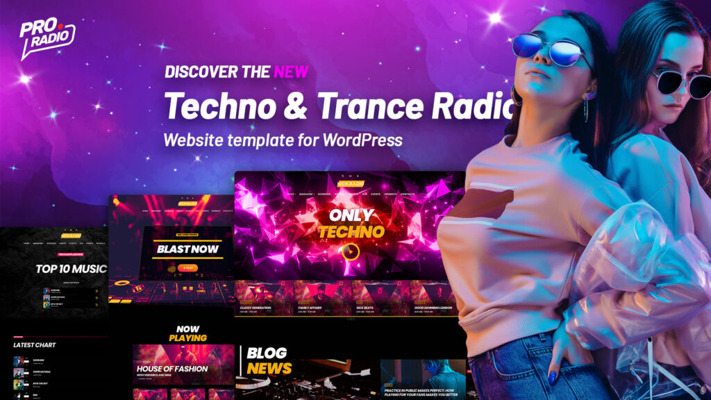 Discover new and Trance Radio station website template for WordPress, included with Pro Radio theme. | Pro.Radio