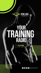 Gym and training radio instagram story free radio station template PSD file download