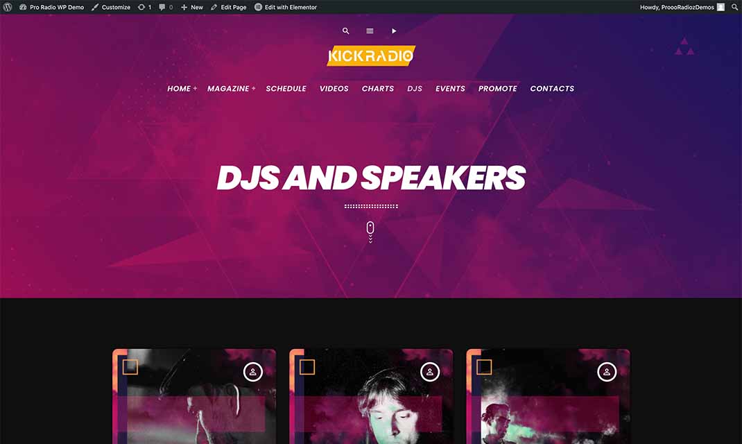 Techno radio website template djs speakers