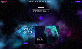 Demo 09 – Synthwave Radio template [Radio WordPress Theme demo] Synthwave Radio Home 09