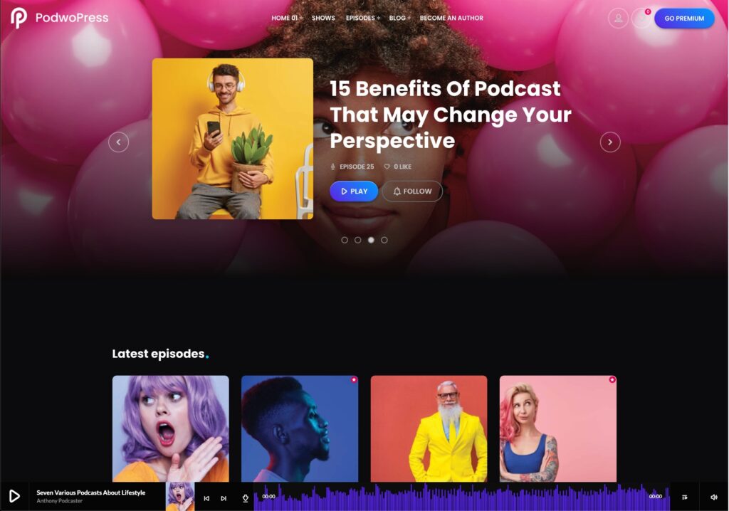 A homepage demo from our theme PodwoPress