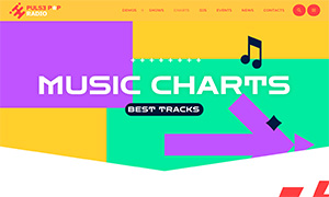 Demo 18 – Pulse Pop Radio – A vibrant radio website template [Radio WordPress Theme demo] Music chart