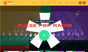 Demo 18 – Pulse Pop Radio – A vibrant radio website template [Radio WordPress Theme demo] Home 04