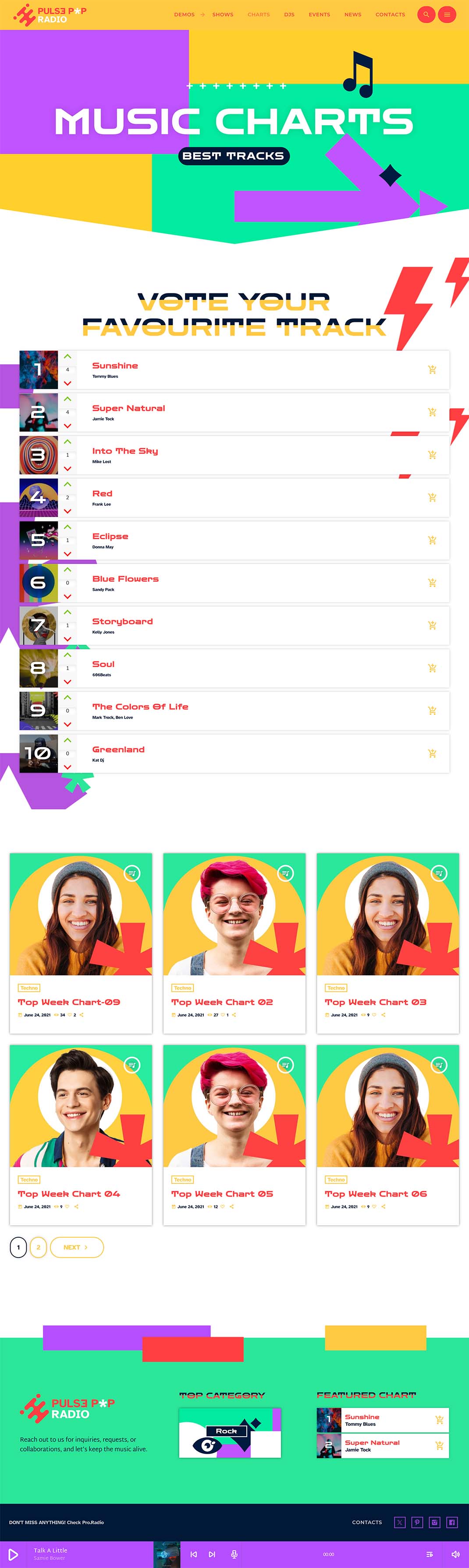 Demo 18 – Pulse Pop Radio – A vibrant radio website template | Pro.Radio