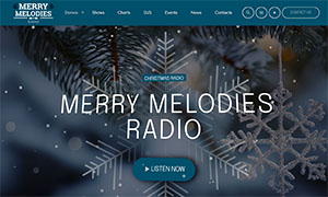 Demo 20 – Merry Melodies (blue): an Elegant Christmas Radio Template [Radio WordPress Theme demo] Home 01