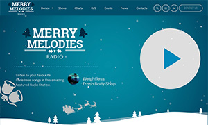 Demo 20 – Merry Melodies (blue): an Elegant Christmas Radio Template [Radio WordPress Theme demo] Home 03