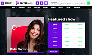 Demo 22 – PopTop Radio – Multipurpose Pop Radio Template [Radio WordPress Theme demo] Shows schedule