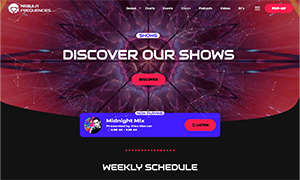 Demo 27 – Nebula Frequencies – Trance Radio Website Template [Radio WordPress Theme demo] Shows Schedule