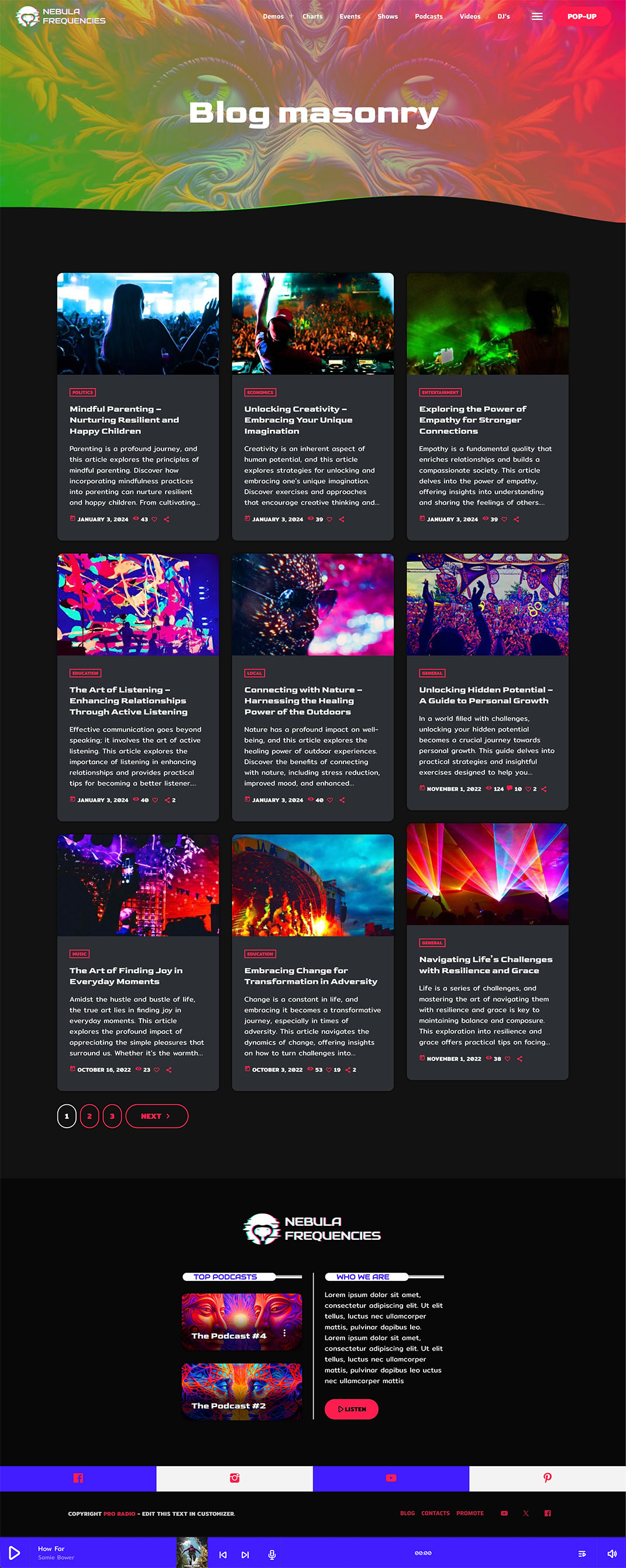 Demo 27 – Nebula Frequencies – Trance Radio Website Template | Pro.Radio