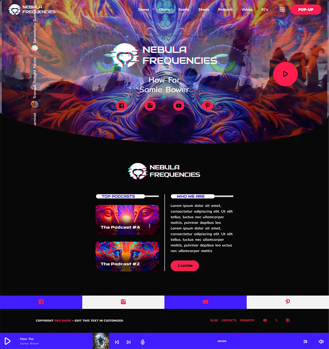 Demo 27 – Nebula Frequencies – Trance Radio Website Template | Pro.Radio