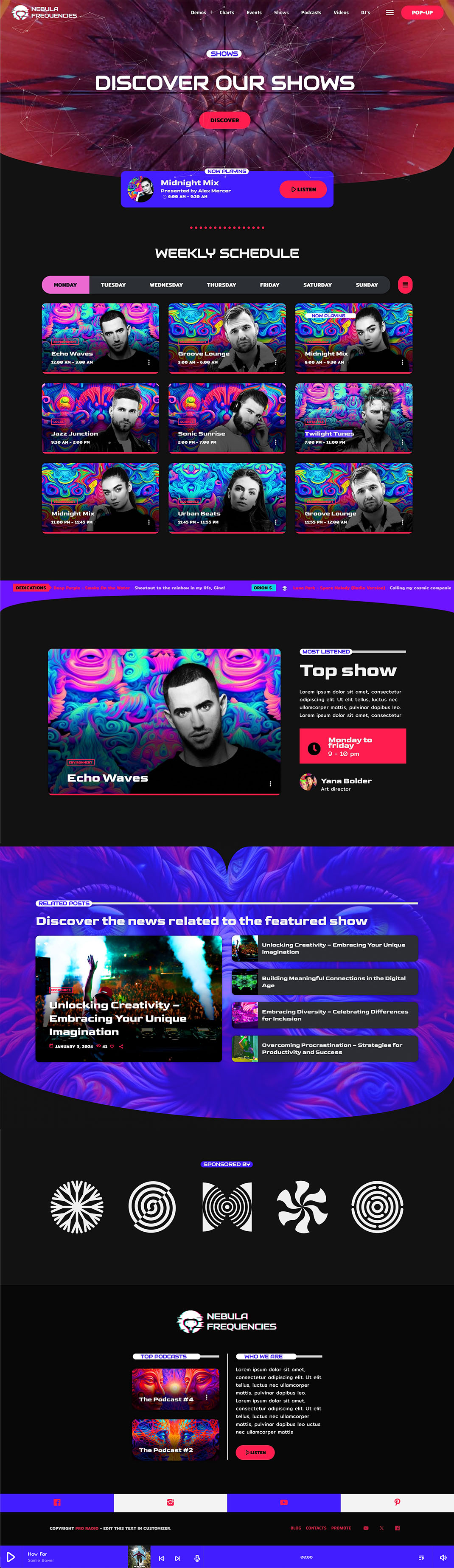 Demo 27 – Nebula Frequencies – Trance Radio Website Template | Pro.Radio