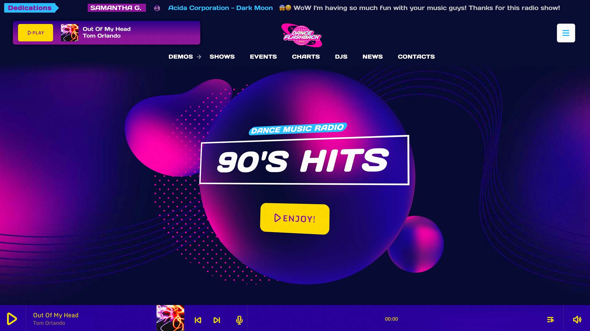 90'S dance music internet radio station website demo 21-1