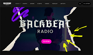 Demo 28 – BackBeat Radio – Hip Hop Radio Website Template [Radio WordPress Theme demo] Home 01