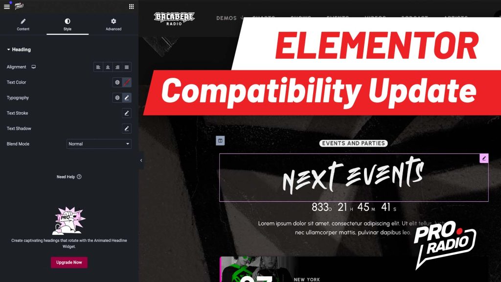 Elementor compatibility update