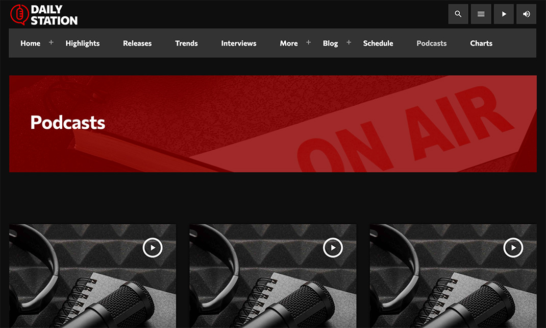 Demo 32 – Daily Station Radio Website Template [Radio WordPress Theme demo] Podcasts