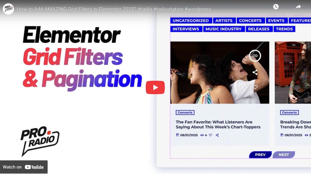 How to Use Grid Filters & Pagination in Your Radio Website Template