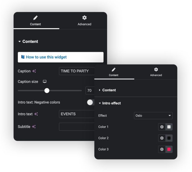 Animated section captions widget for Elementor | Pro.Radio