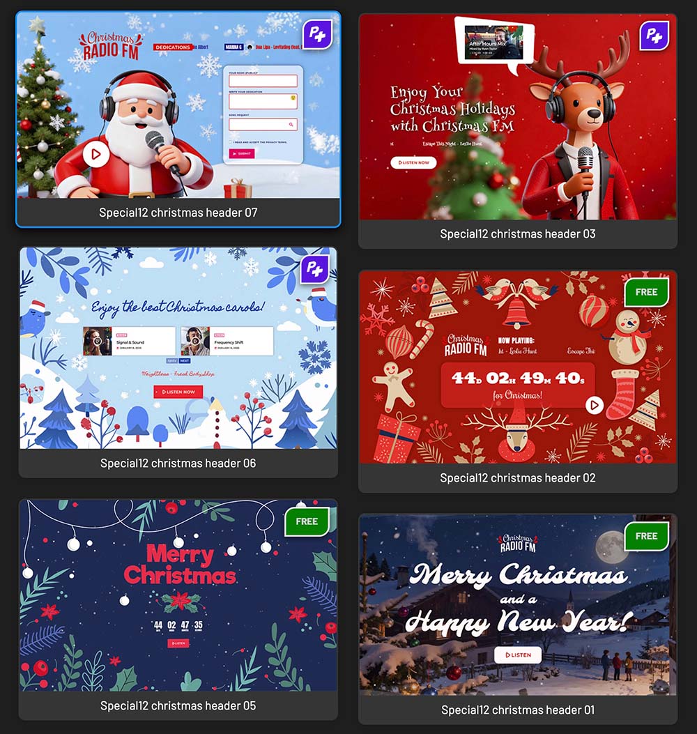 christmas templates for elementor