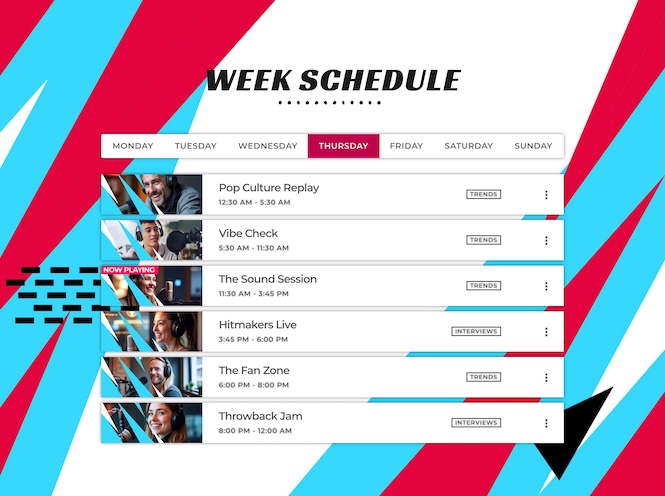radio website weekly schedule with pro radio wordpress theme