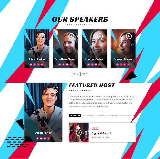 radio host section template by pro radio wordpress theme