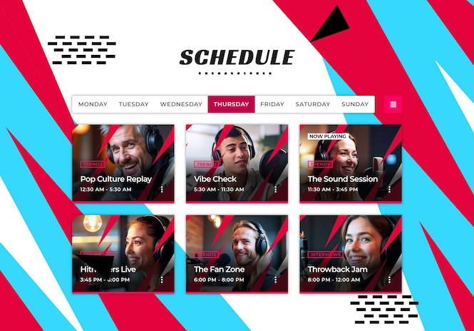 radio station weekly schedule website template