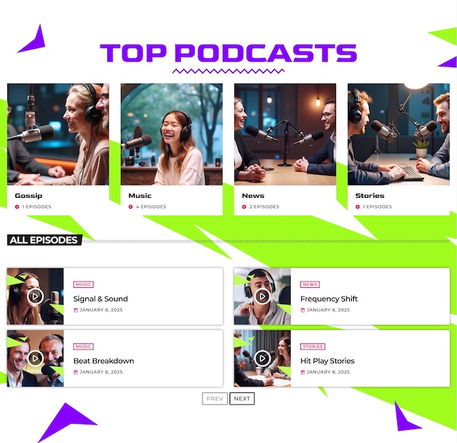 radio podcast section series and episodes