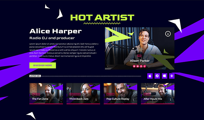 radio speakers with hosting shows radio website template