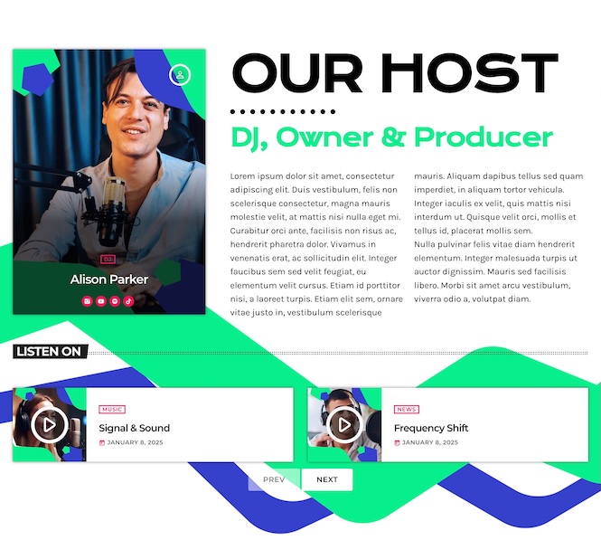 host spotlight radio website template 