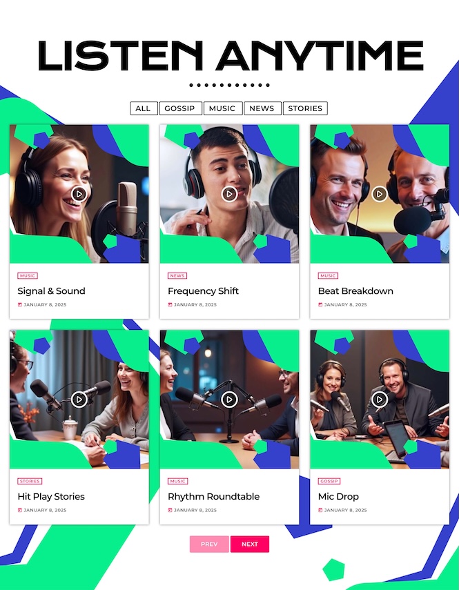 pro radio podcast grid radio station template