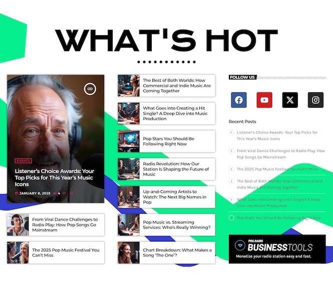 blog news pre-built radio website layout
