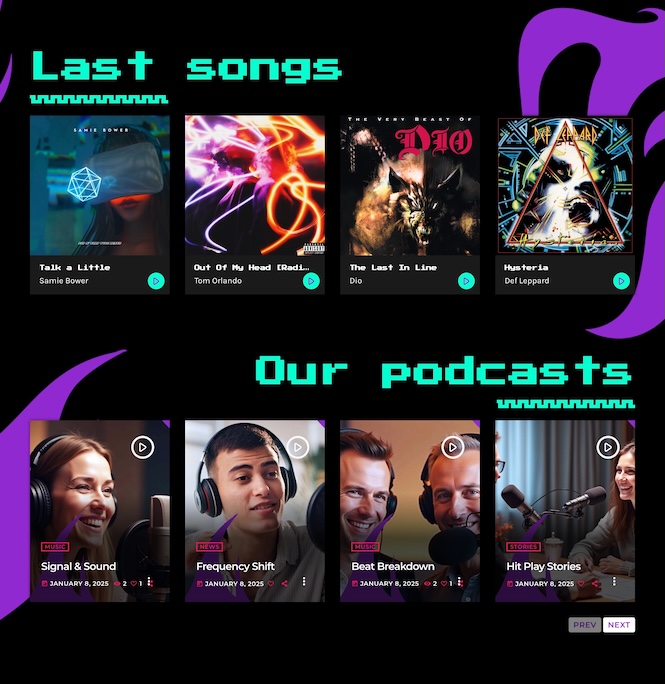 radio website template latest songs and podcasts