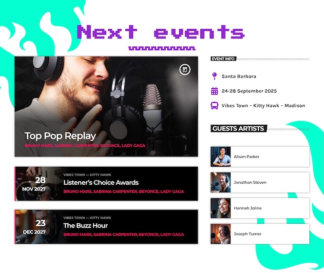 radio station events section information website template