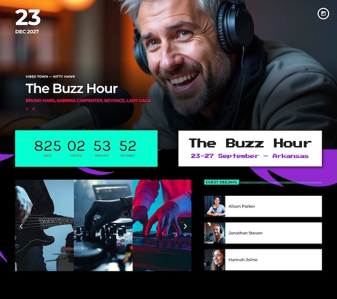 pro radio full event dedicated header template