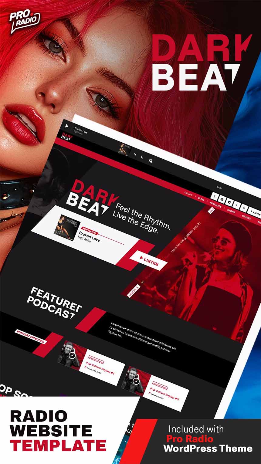 dark beat radio station template