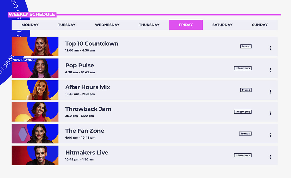 Pro Radio shows schedule