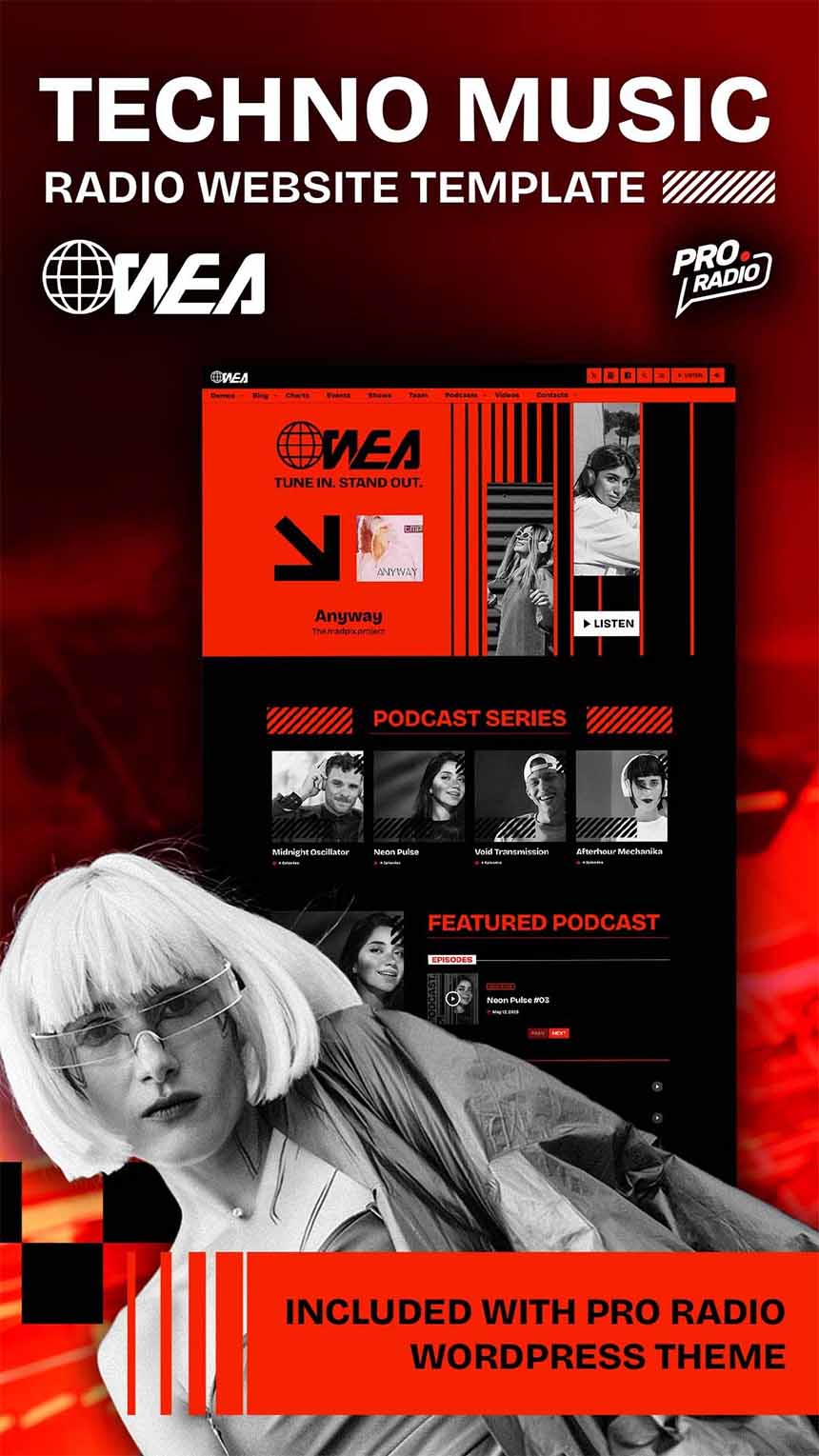 techno radio website template