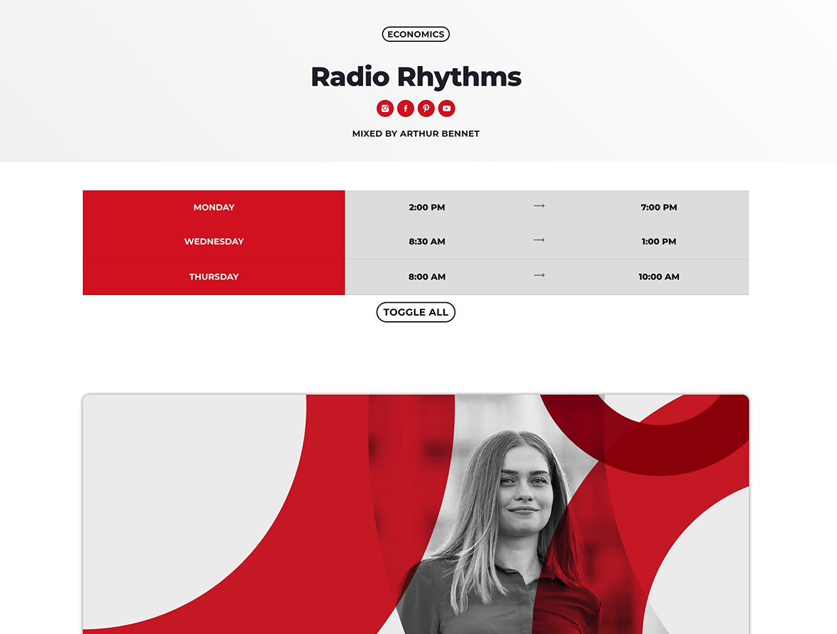 Show pages beat static schedule table