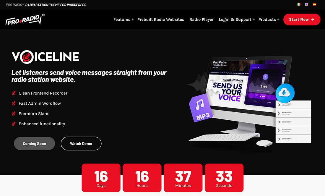 Voice messages radio station website plugin