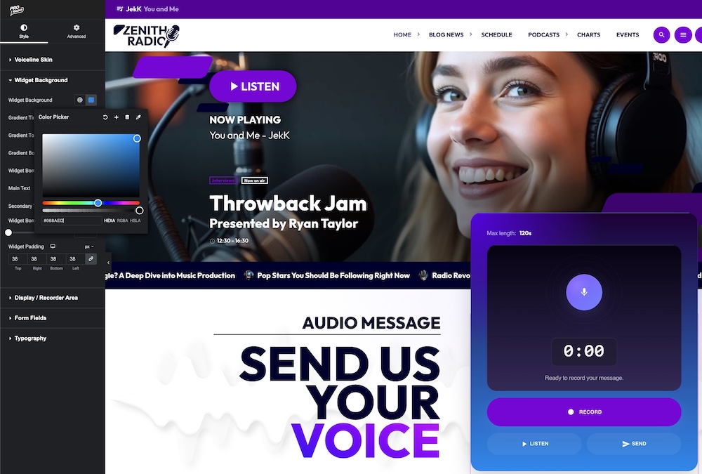 radio station elementor widgets